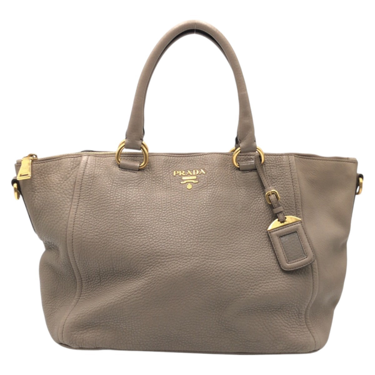 15249
PRADA プラダ ヴィッテロダイノ ベージュ ゴールド金具 レザー トートバッグ ハンドバッグ レディース ABP40
