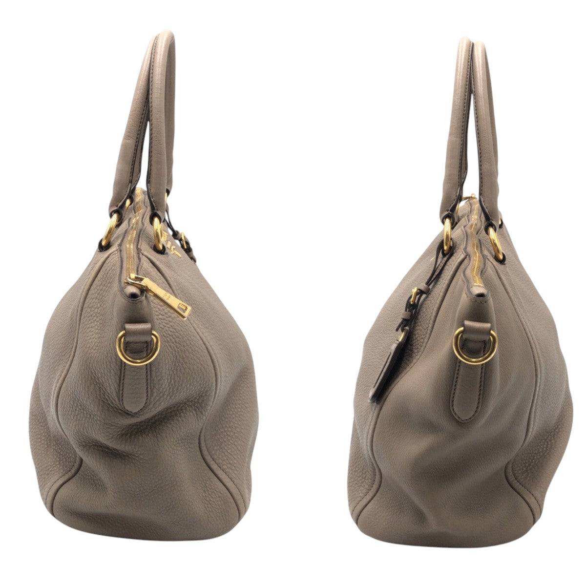 15249
PRADA プラダ ヴィッテロダイノ ベージュ ゴールド金具 レザー トートバッグ ハンドバッグ レディース ABP40