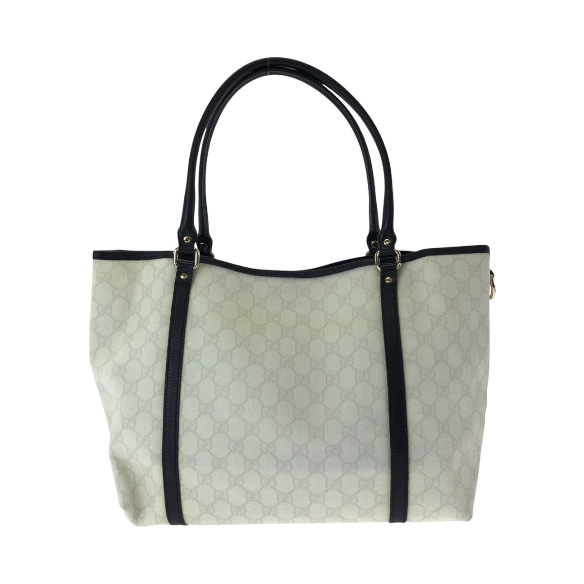 15251
GUCCI グッチ ホワイト ブラック シルバー金具 PVC / レザー 197953 トートバッグ ショルダーバッグ  レディース
