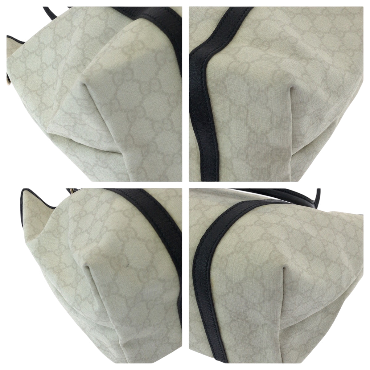15251
GUCCI グッチ ホワイト ブラック シルバー金具 PVC / レザー 197953 トートバッグ ショルダーバッグ  レディース
