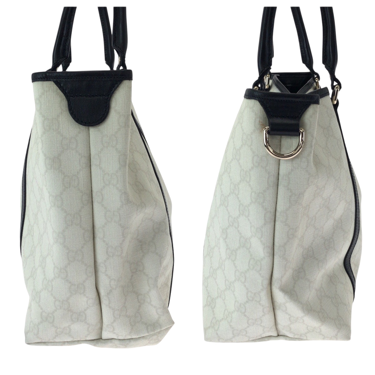 15251
GUCCI グッチ ホワイト ブラック シルバー金具 PVC / レザー 197953 トートバッグ ショルダーバッグ  レディース