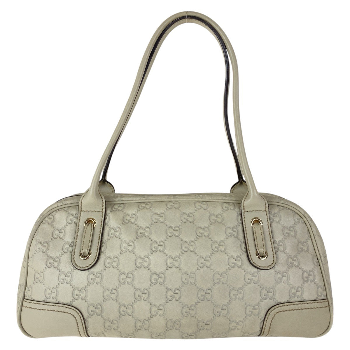15252
GUCCI グッチ グッチシマ プリンシー オフホワイト ゴールド金具 レザー 161720 トートバッグ ミニボストンバッグ  レディース