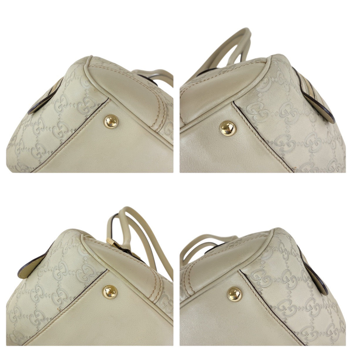 15252
GUCCI グッチ グッチシマ プリンシー オフホワイト ゴールド金具 レザー 161720 トートバッグ ミニボストンバッグ  レディース