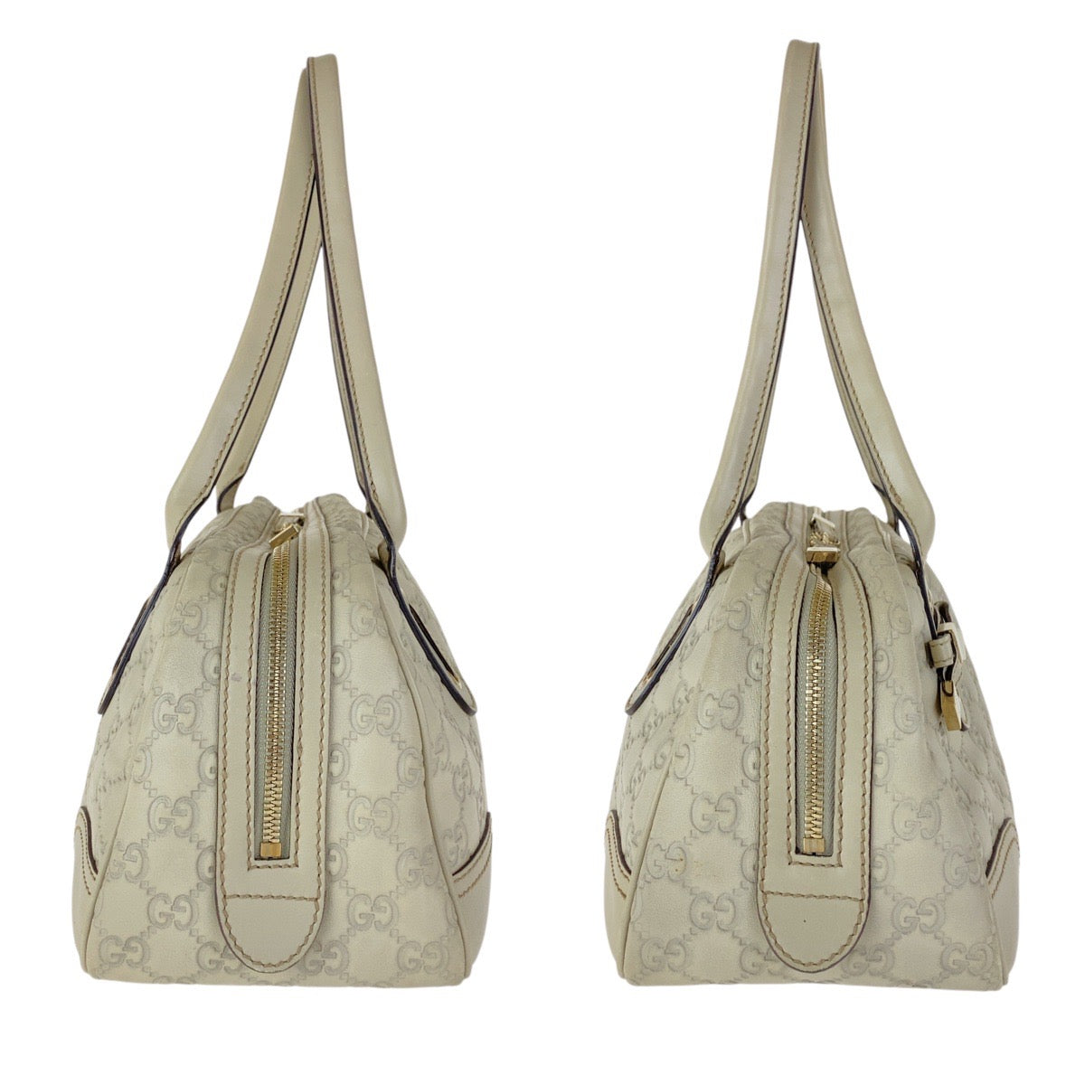 15252
GUCCI グッチ グッチシマ プリンシー オフホワイト ゴールド金具 レザー 161720 トートバッグ ミニボストンバッグ  レディース