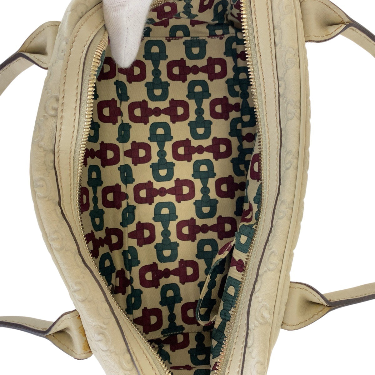 15252
GUCCI グッチ グッチシマ プリンシー オフホワイト ゴールド金具 レザー 161720 トートバッグ ミニボストンバッグ  レディース