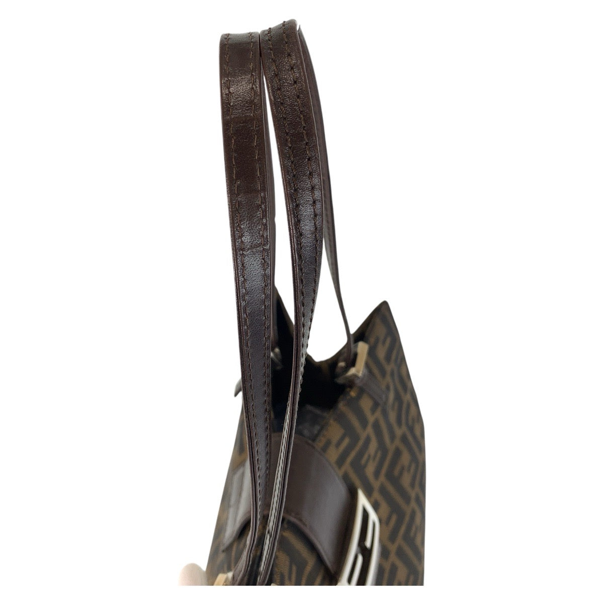 15253
FENDI フェンディ ズッカ ブラウン シルバー金具 キャンバス / レザー トートバッグ ショルダーバッグ  レディース ABP32