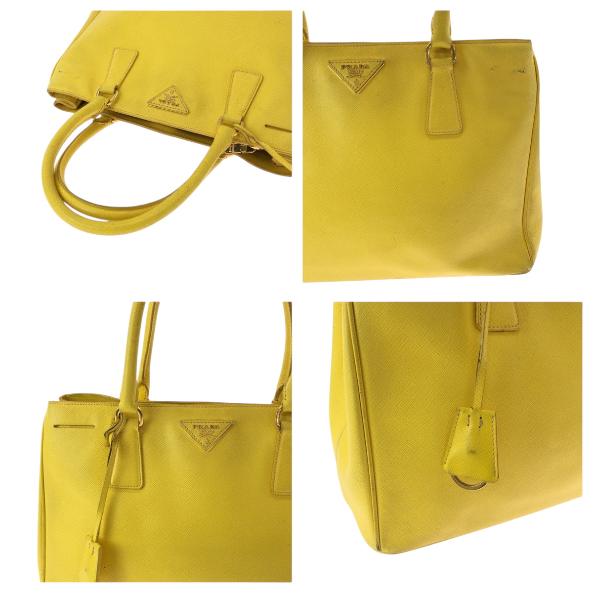 15255
PRADA プラダ サフィアーノ イエロー ゴールド金具 レザー BN1874 ショルダーバッグ ハンドバッグ 2way  レディース AB46