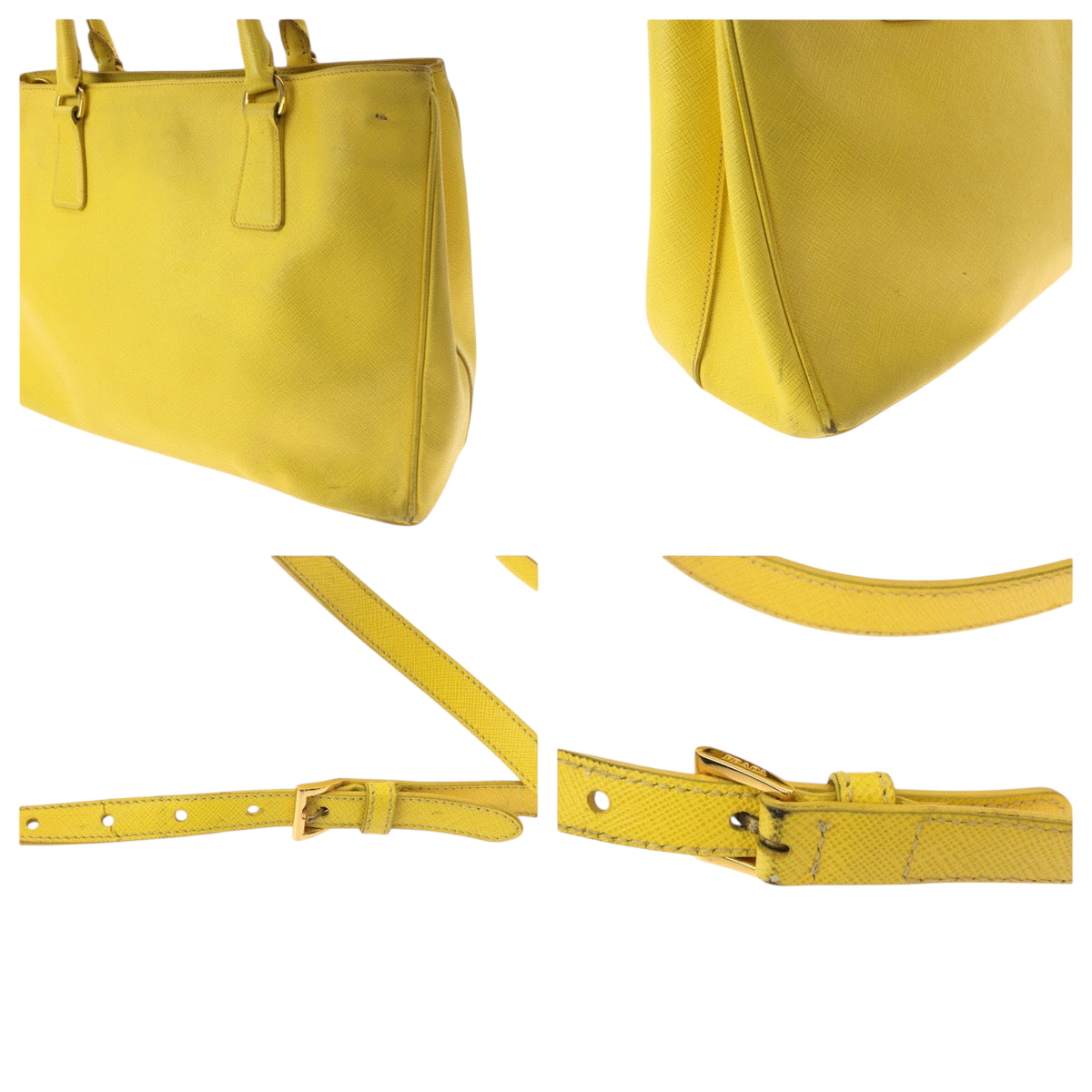 15255
PRADA プラダ サフィアーノ イエロー ゴールド金具 レザー BN1874 ショルダーバッグ ハンドバッグ 2way  レディース AB46