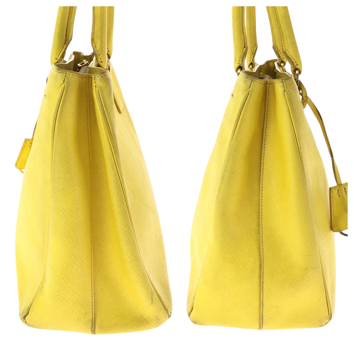 15255
PRADA プラダ サフィアーノ イエロー ゴールド金具 レザー BN1874 ショルダーバッグ ハンドバッグ 2way  レディース AB46