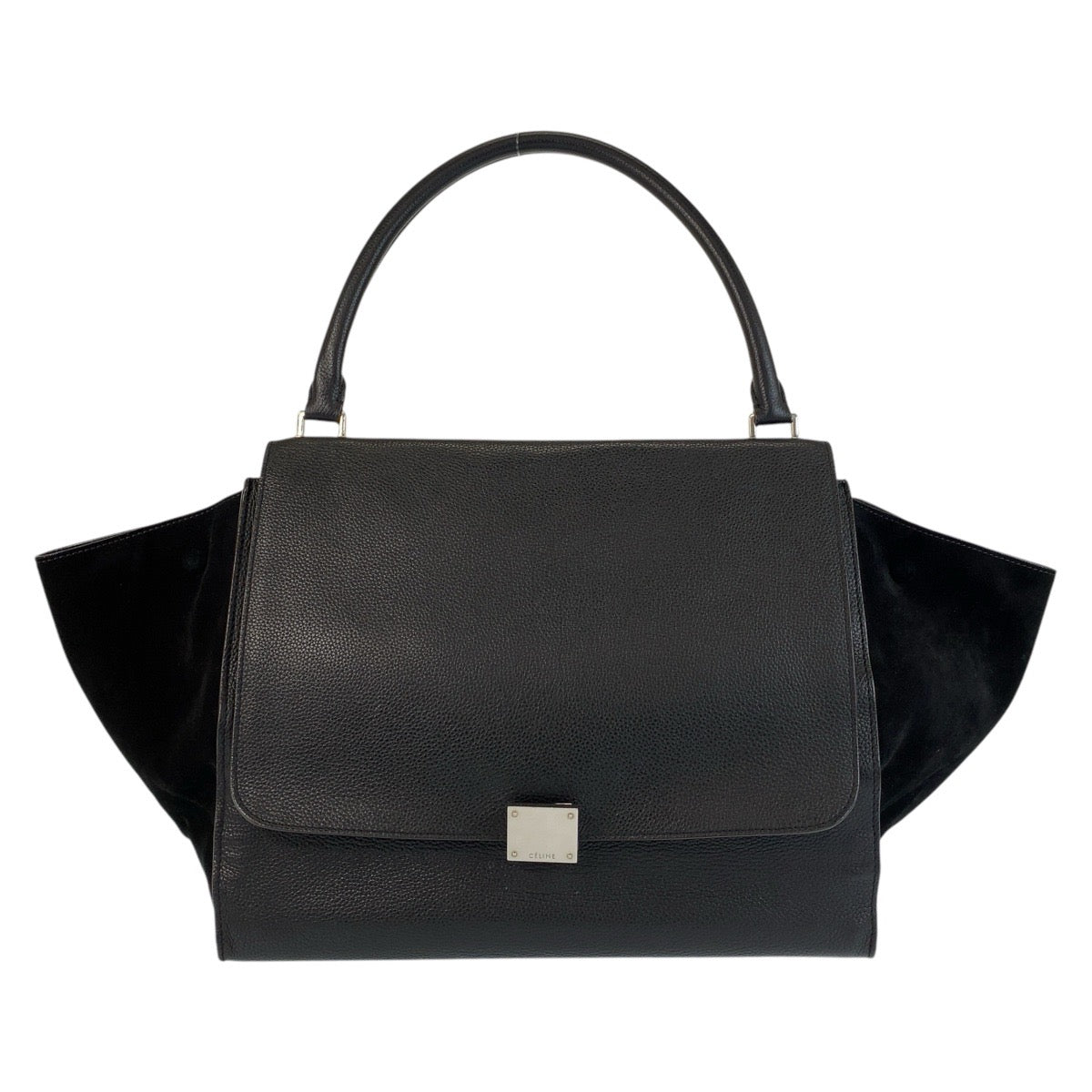 15256
CELINE セリーヌ トラペーズ ブラック 黒 レザー / スウェード ハンドバッグ  レディース