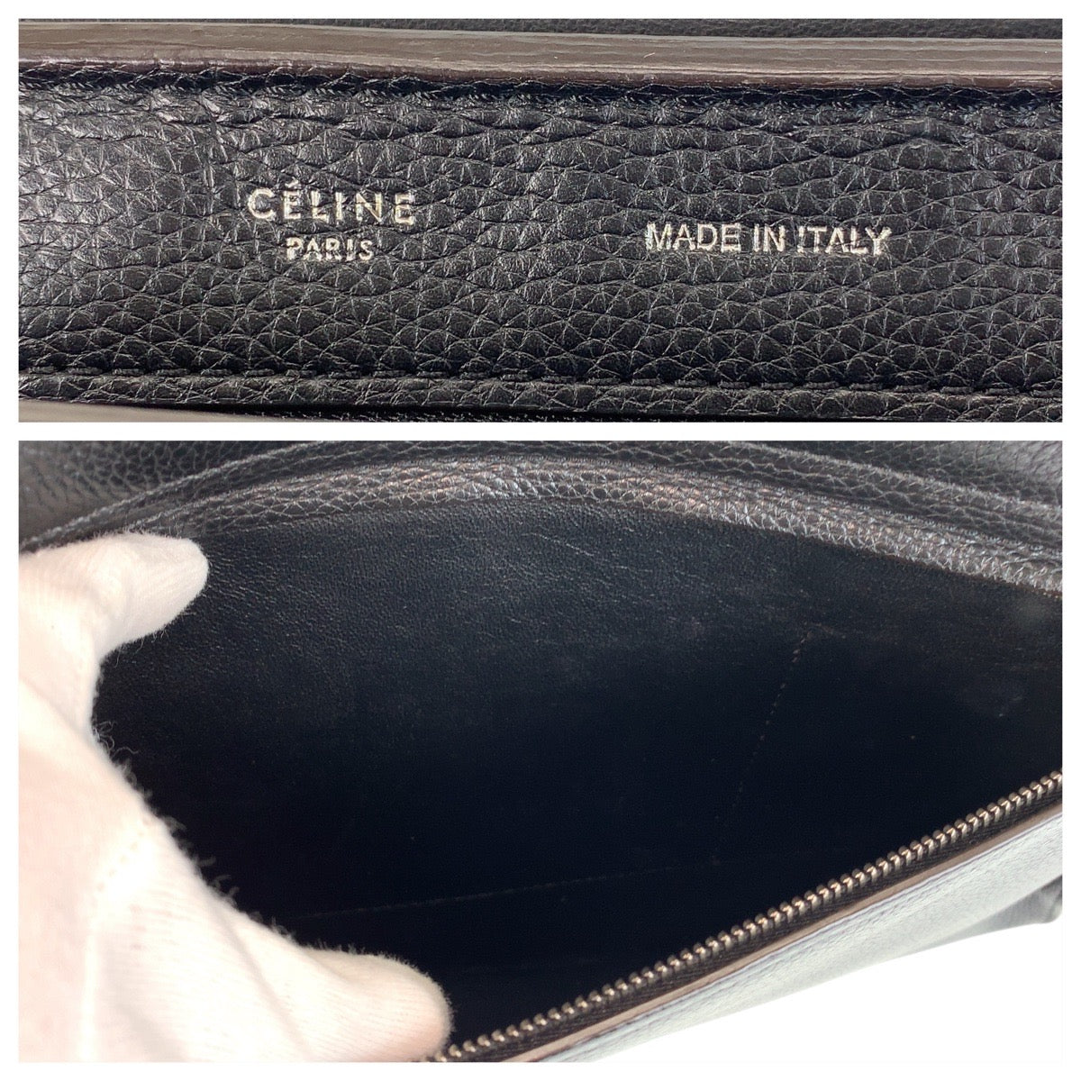15256
CELINE セリーヌ トラペーズ ブラック 黒 レザー / スウェード ハンドバッグ  レディース