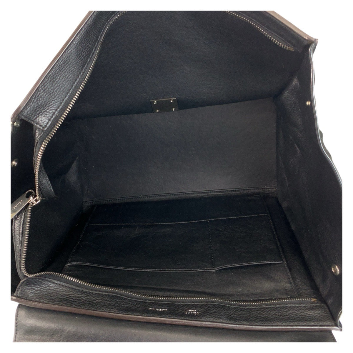 15256
CELINE セリーヌ トラペーズ ブラック 黒 レザー / スウェード ハンドバッグ  レディース