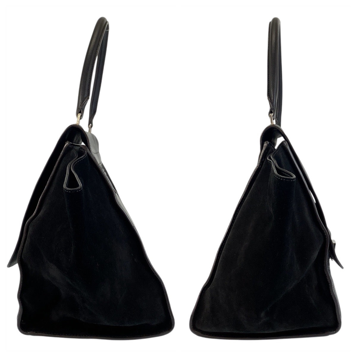 15256
CELINE セリーヌ トラペーズ ブラック 黒 レザー / スウェード ハンドバッグ  レディース