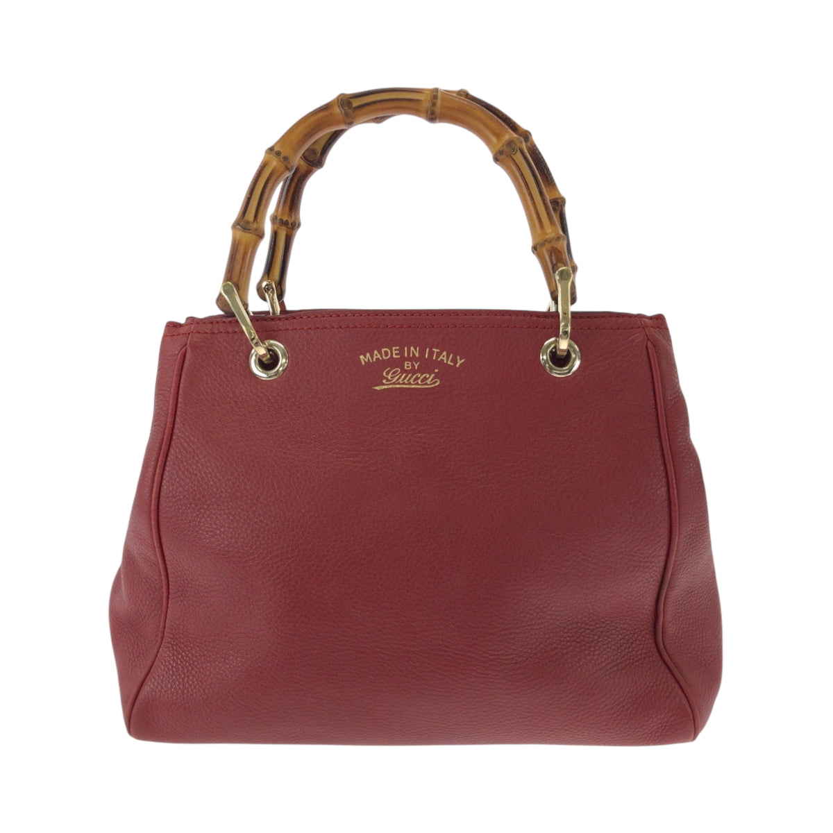 15257
GUCCI グッチ バンブー レッド ブラウン ゴールド金具 レザー 336032 ハンドバッグ トートバッグ  レディース ABP39