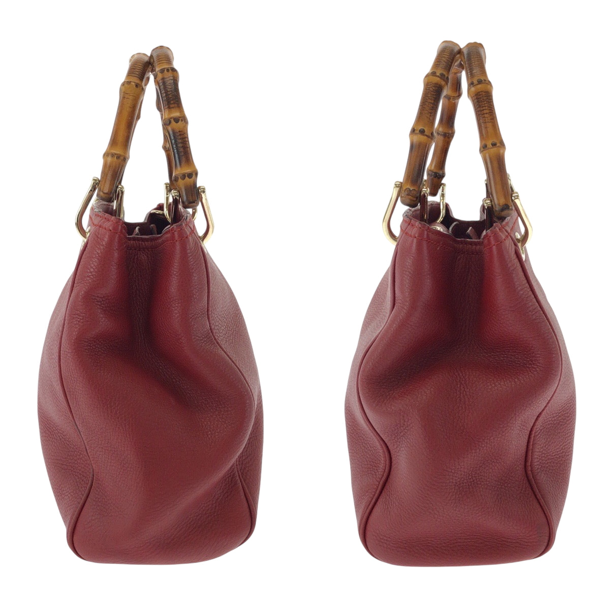 15257
GUCCI グッチ バンブー レッド ブラウン ゴールド金具 レザー 336032 ハンドバッグ トートバッグ  レディース ABP39
