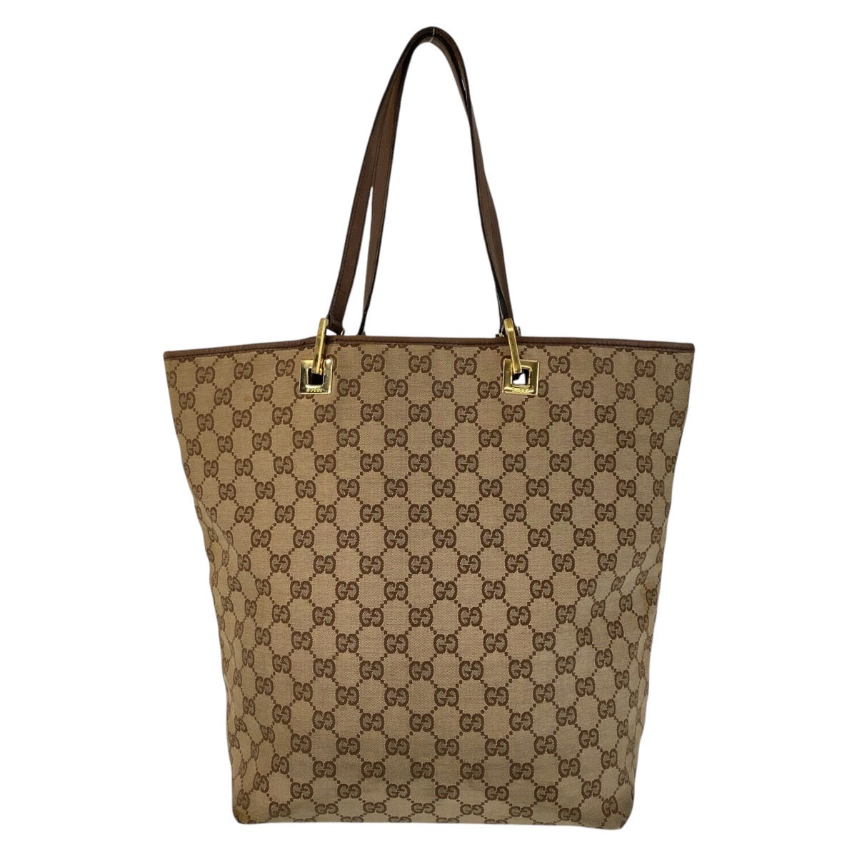 15260
GUCCI グッチ ベージュ ブラウン ゴールド金具 GGキャンバス / レザー 002 1098 トートバッグ ショルダーバッグ  レディース