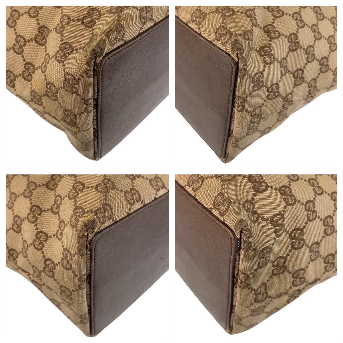 15260
GUCCI グッチ ベージュ ブラウン ゴールド金具 GGキャンバス / レザー 002 1098 トートバッグ ショルダーバッグ  レディース