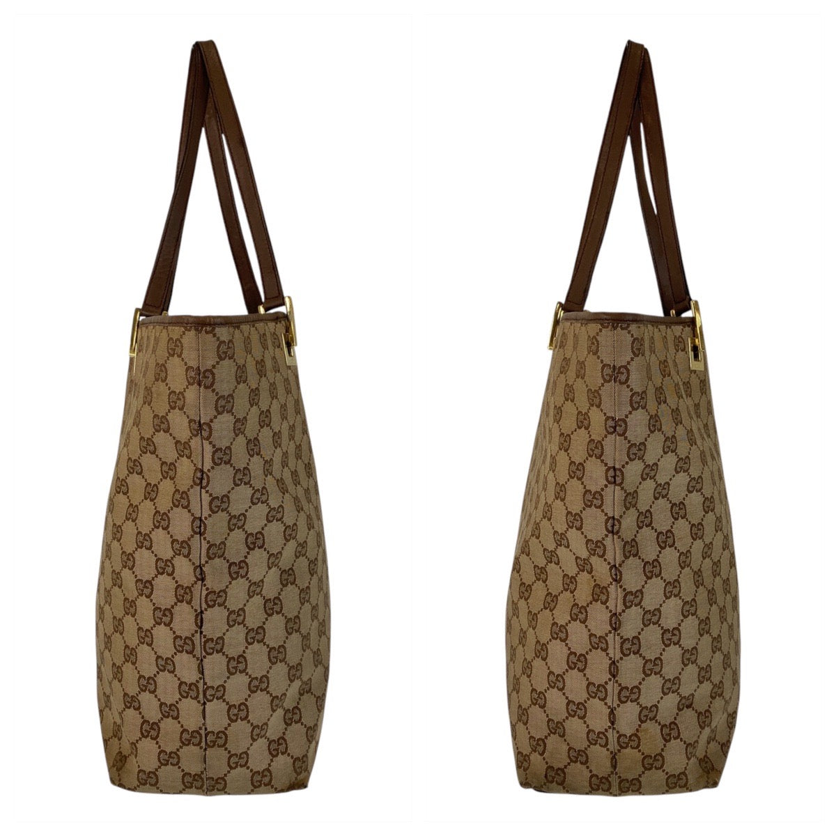 15260
GUCCI グッチ ベージュ ブラウン ゴールド金具 GGキャンバス / レザー 002 1098 トートバッグ ショルダーバッグ  レディース