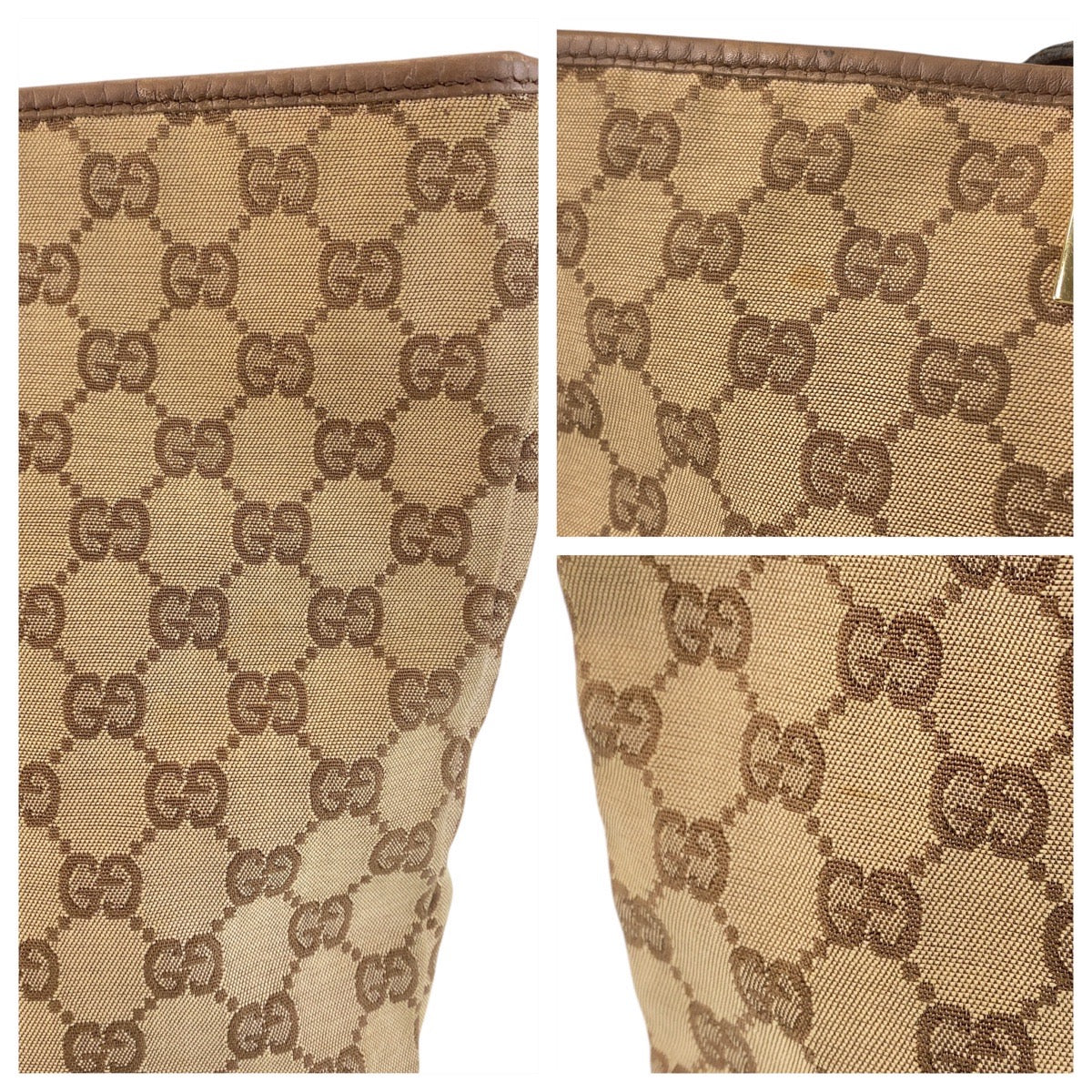 15260
GUCCI グッチ ベージュ ブラウン ゴールド金具 GGキャンバス / レザー 002 1098 トートバッグ ショルダーバッグ  レディース