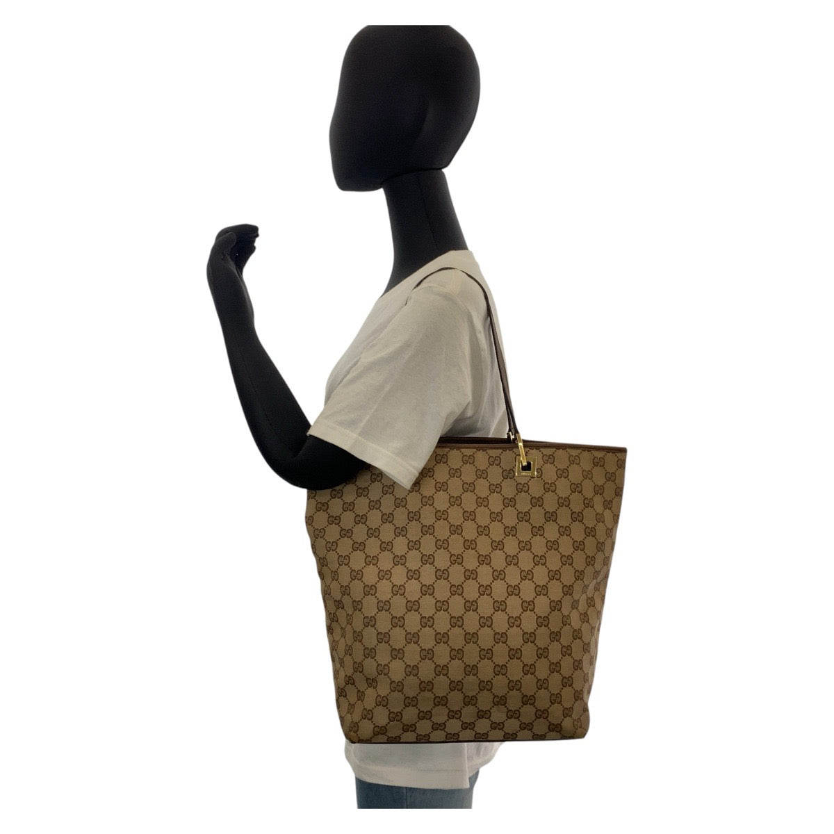 15260
GUCCI グッチ ベージュ ブラウン ゴールド金具 GGキャンバス / レザー 002 1098 トートバッグ ショルダーバッグ  レディース