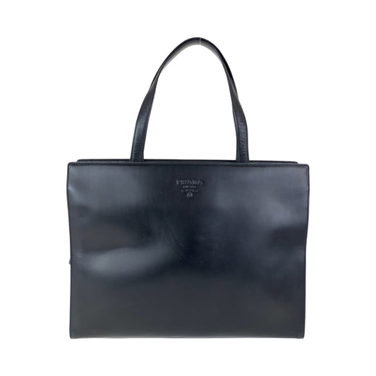 15261
PRADA プラダ ロゴ型押し ブラック 黒 ゴールド金具 レザー トートバッグ ショルダーバッグ  レディース
