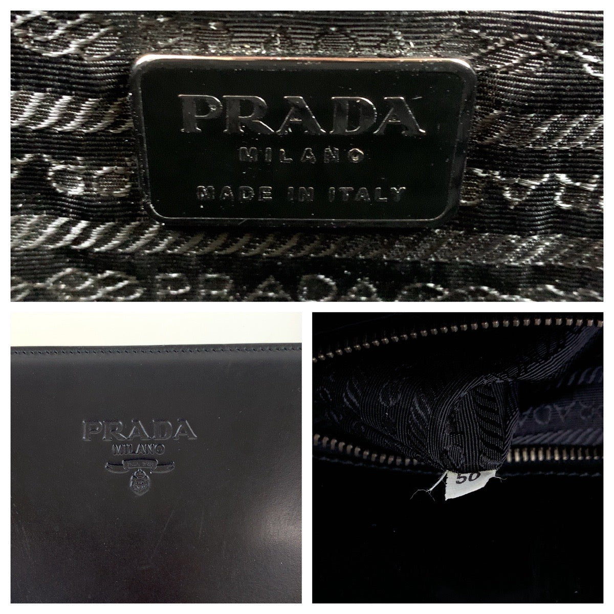 15261
PRADA プラダ ロゴ型押し ブラック 黒 ゴールド金具 レザー トートバッグ ショルダーバッグ  レディース