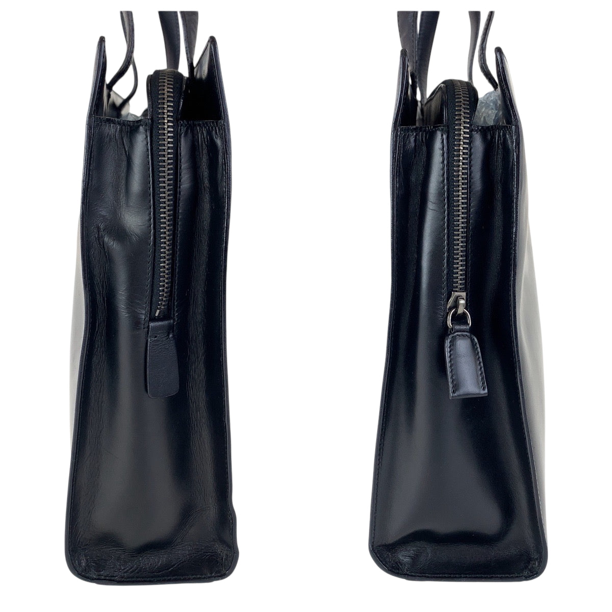 15261
PRADA プラダ ロゴ型押し ブラック 黒 ゴールド金具 レザー トートバッグ ショルダーバッグ  レディース