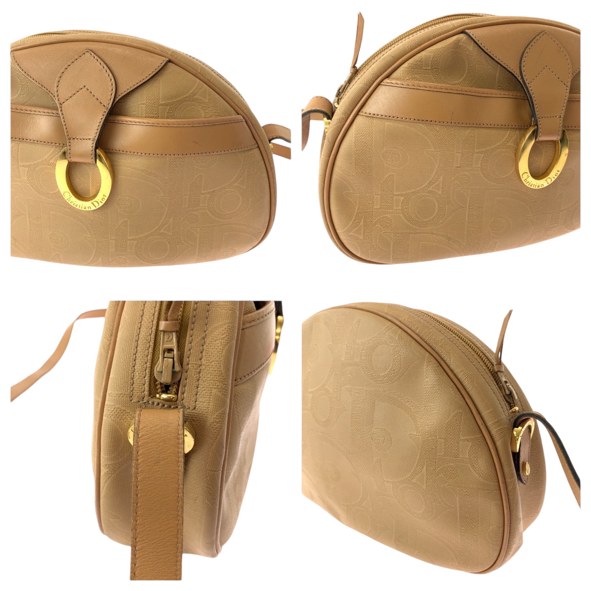 15262
Dior ディオール ヴィンテージ トロッター柄 ブラウン ゴールド金具 PVC ショルダーバッグ ポシェット  レディース