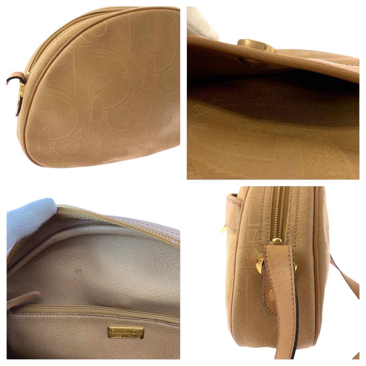 15262
Dior ディオール ヴィンテージ トロッター柄 ブラウン ゴールド金具 PVC ショルダーバッグ ポシェット  レディース
