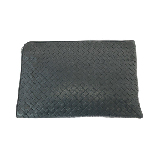 15264
BOTTEGAVENETA ボッテガヴェネタ イントレチャート グレー シルバー金具 レザー クラッチバッグ セカンドバッグ  メンズ ABP27