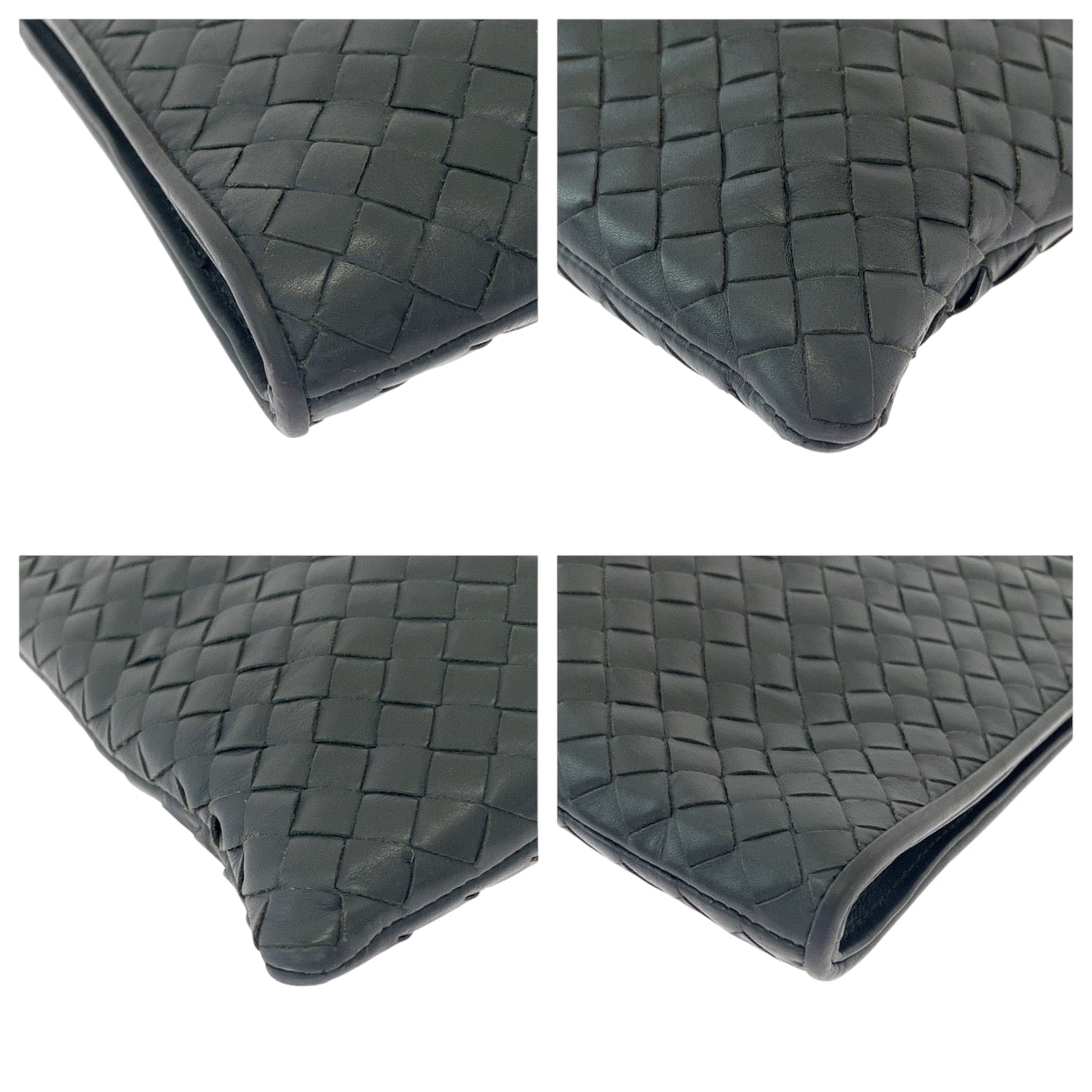 15264
BOTTEGAVENETA ボッテガヴェネタ イントレチャート グレー シルバー金具 レザー クラッチバッグ セカンドバッグ  メンズ ABP27