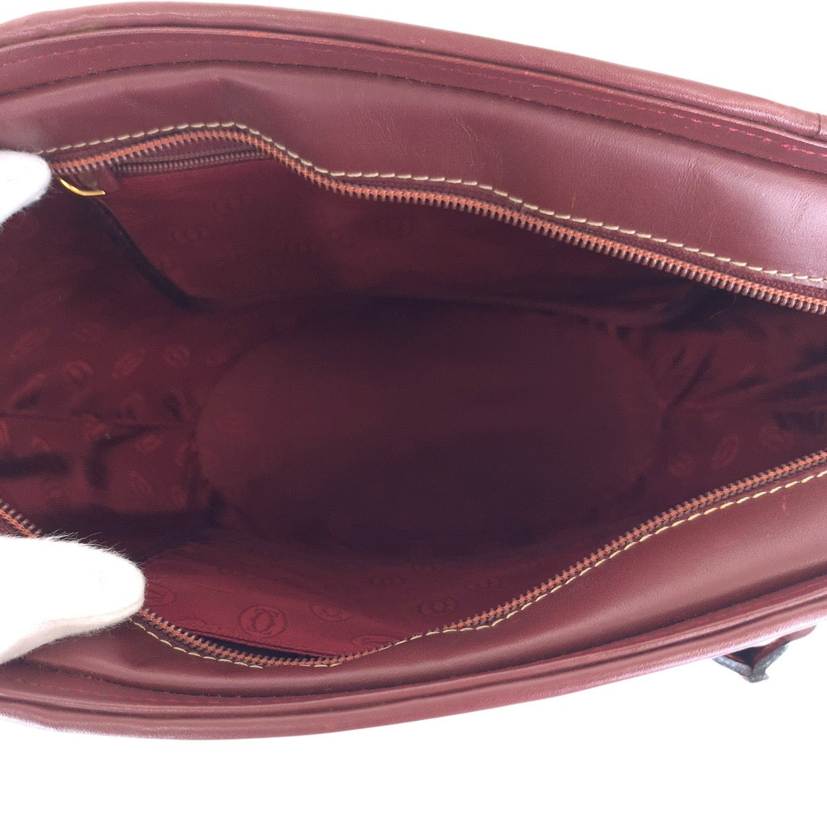 15266
CARTIER カルティエ マストライン ワインレッド ボルドー ゴールド金具 レザー トートバッグ ハンドバッグ  レディース