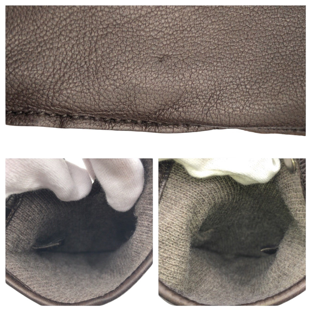 15268
COACH コーチ ブラウン レザー / カシミヤ 手袋 グローブ  メンズ