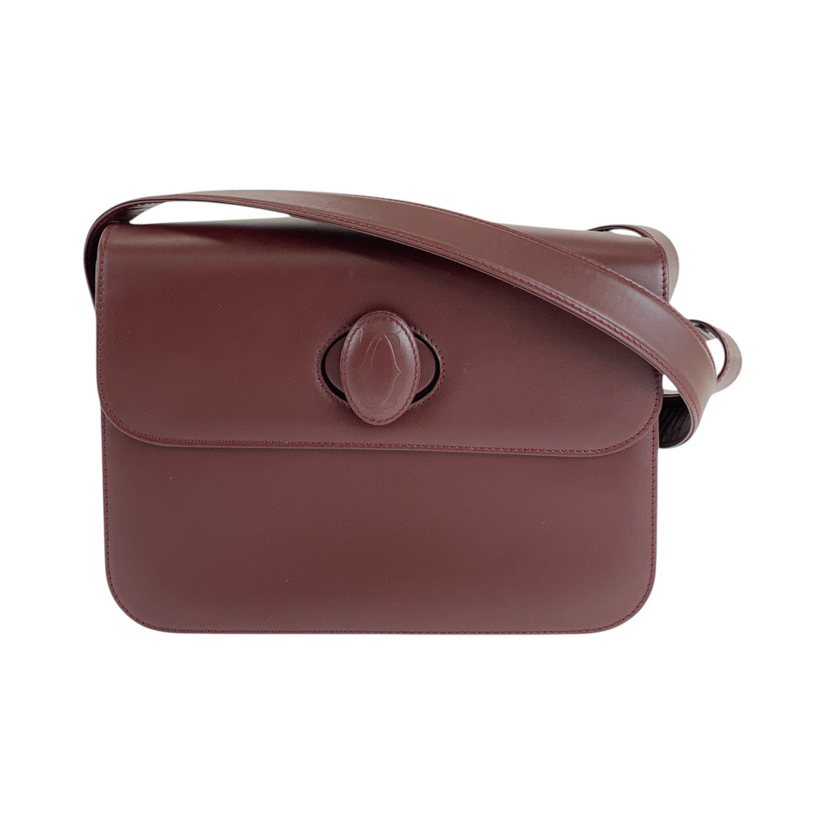 15273
CARTIER カルティエ マストライン ボルドー ゴールド金具 レザー ショルダーバッグ ポシェット  レディース ABP24