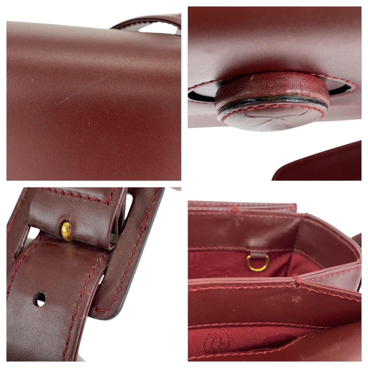 15273
CARTIER カルティエ マストライン ボルドー ゴールド金具 レザー ショルダーバッグ ポシェット  レディース ABP24