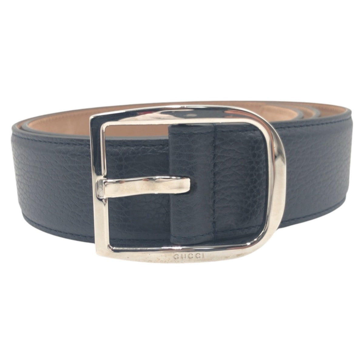 15274
GUCCI グッチ ネイビー シルバー レザー 449716 90 34 ベルト  メンズ