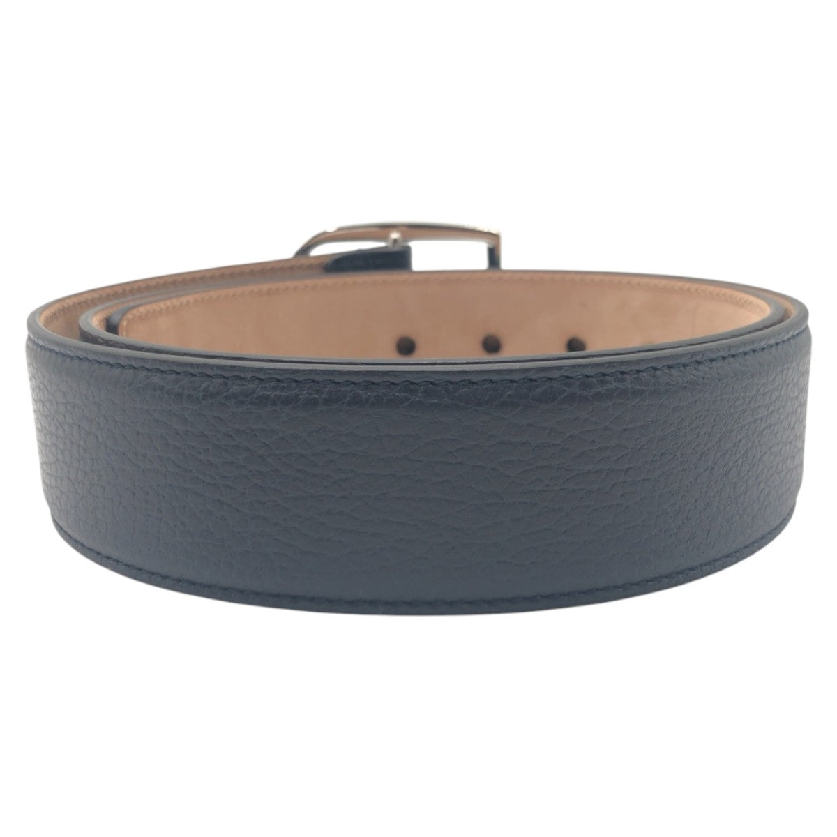 15274
GUCCI グッチ ネイビー シルバー レザー 449716 90 34 ベルト  メンズ