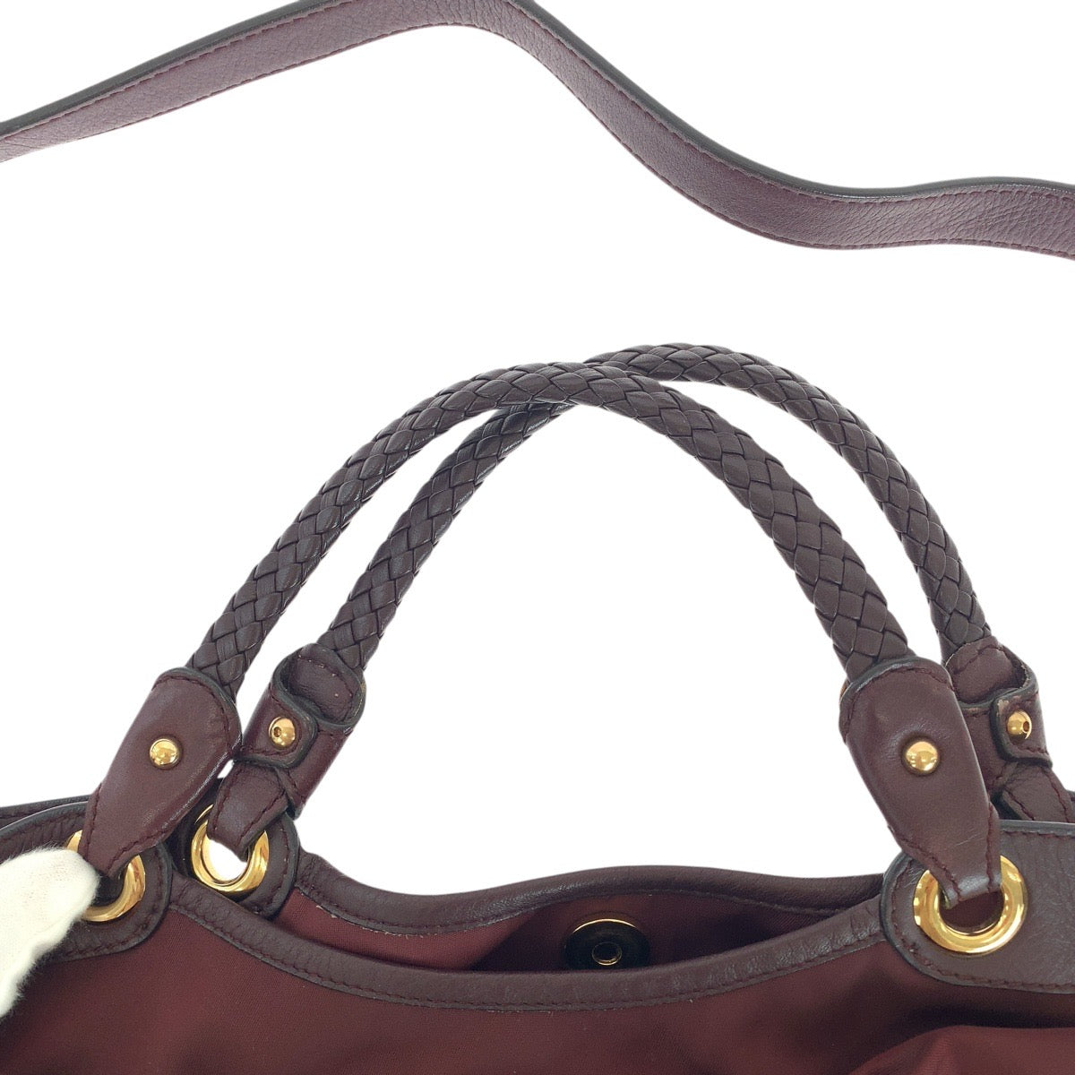 15276
Salvatore Ferragamo サルヴァトーレフェラガモ リボン ワインレッド ボルドー ゴールド金具 ナイロン / レザー トートバッグ ショルダーバッグ 2way  レディース A19