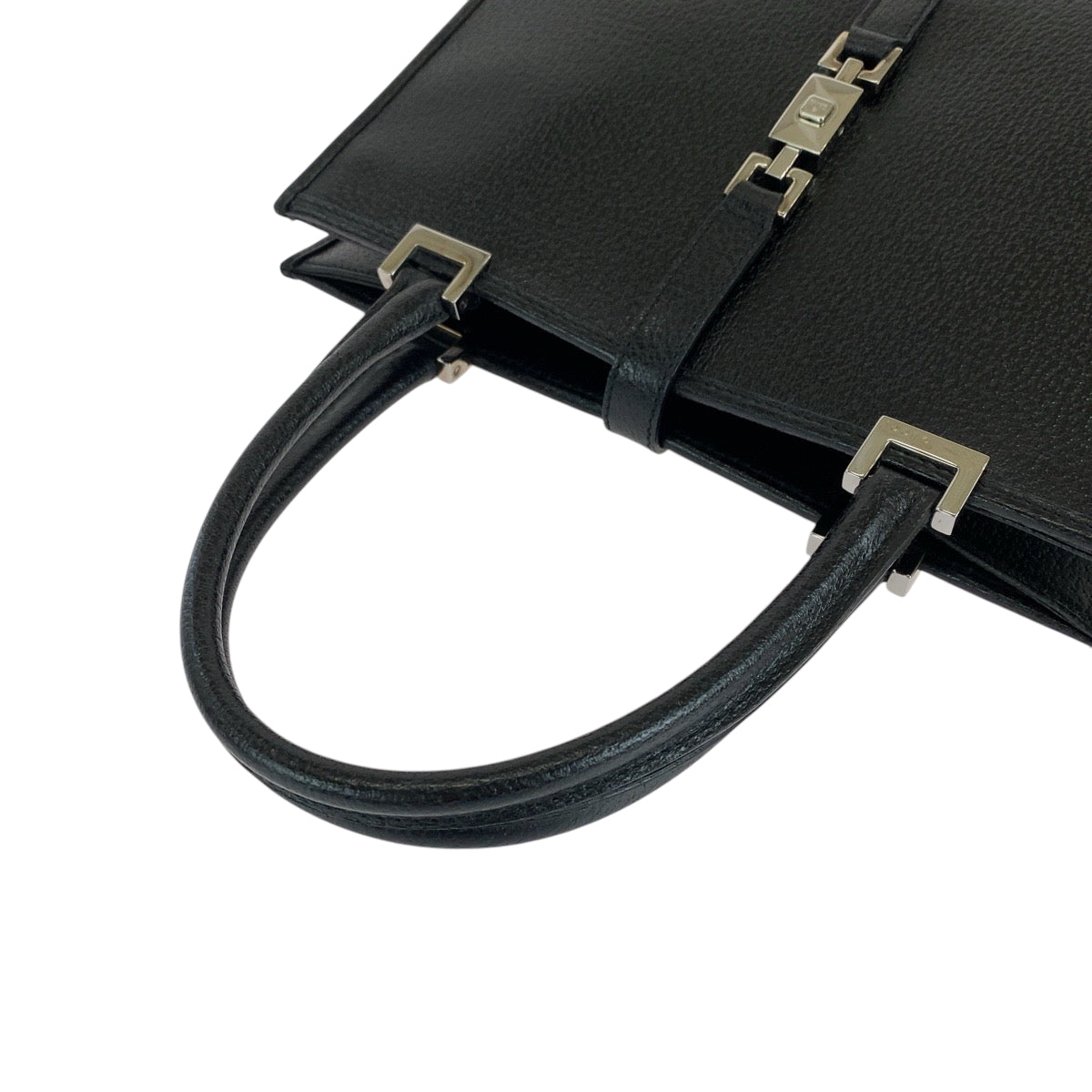15277
GUCCI グッチ ジャッキー ブラック 黒 シルバー金具 レザー 002 1065 トートバッグ ハンドバッグ  レディース SA46