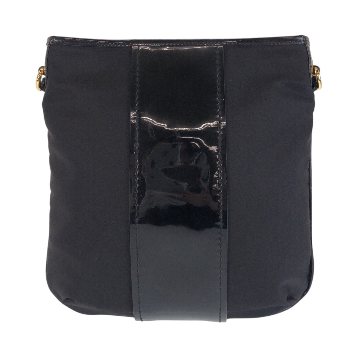 15279
Salvatore Ferragamo サルヴァトーレフェラガモ ヴァラ ブラック 黒 ゴールド金具 ナイロン / パテントレザー ショルダーバッグ ポシェット  レディース
