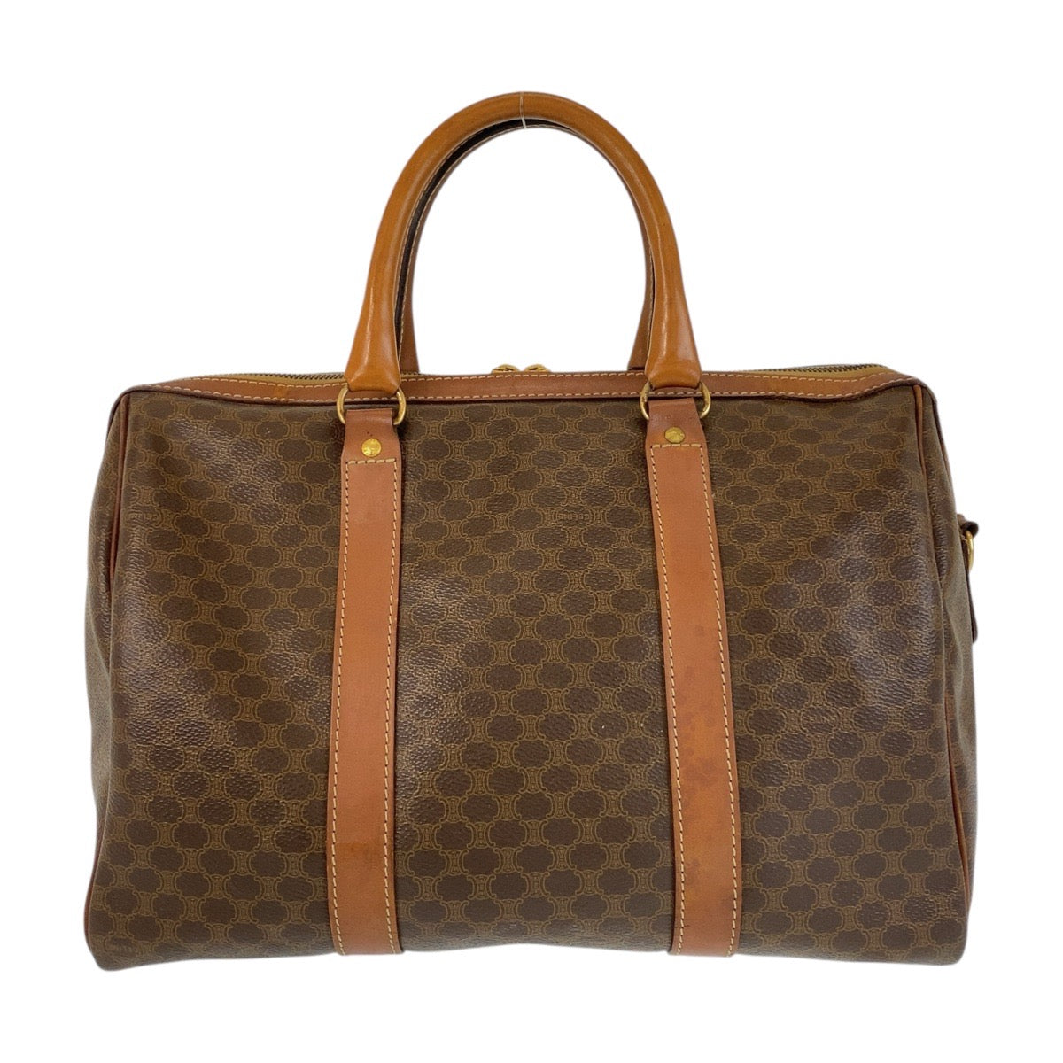 15281
CELINE セリーヌ マカダム ブラウン ゴールド金具 PVC / レザー ハンドバッグ ボストンバッグ  レディース