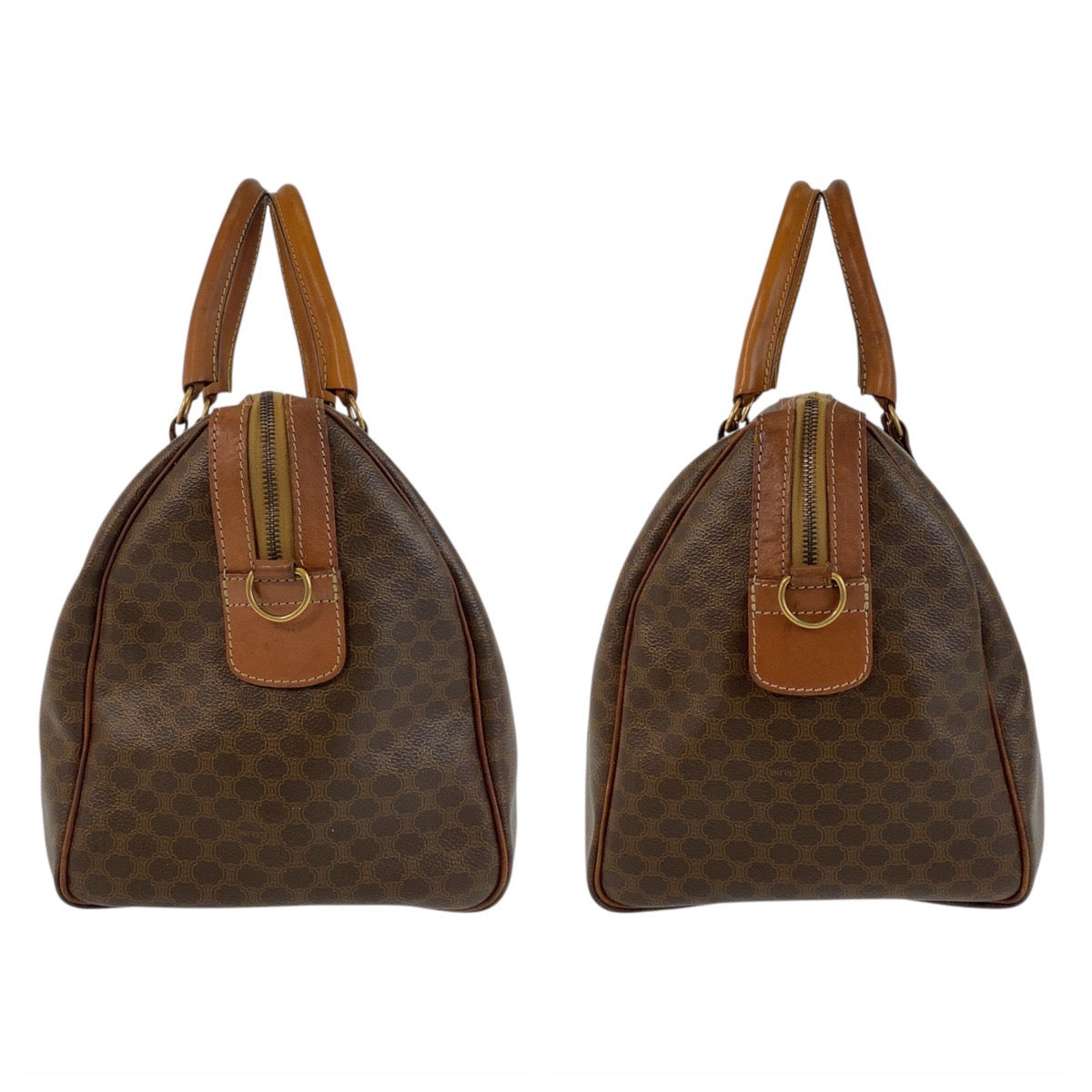 15281
CELINE セリーヌ マカダム ブラウン ゴールド金具 PVC / レザー ハンドバッグ ボストンバッグ  レディース
