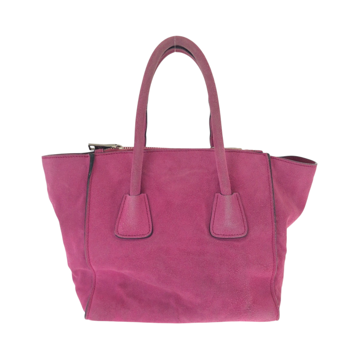 15240
PRADA プラダ 三角ロゴプレート ピンク シルバー金具 スウェード BN2625 トートバッグ ショルダーバッグ ハンドバッグ  レディース AB27