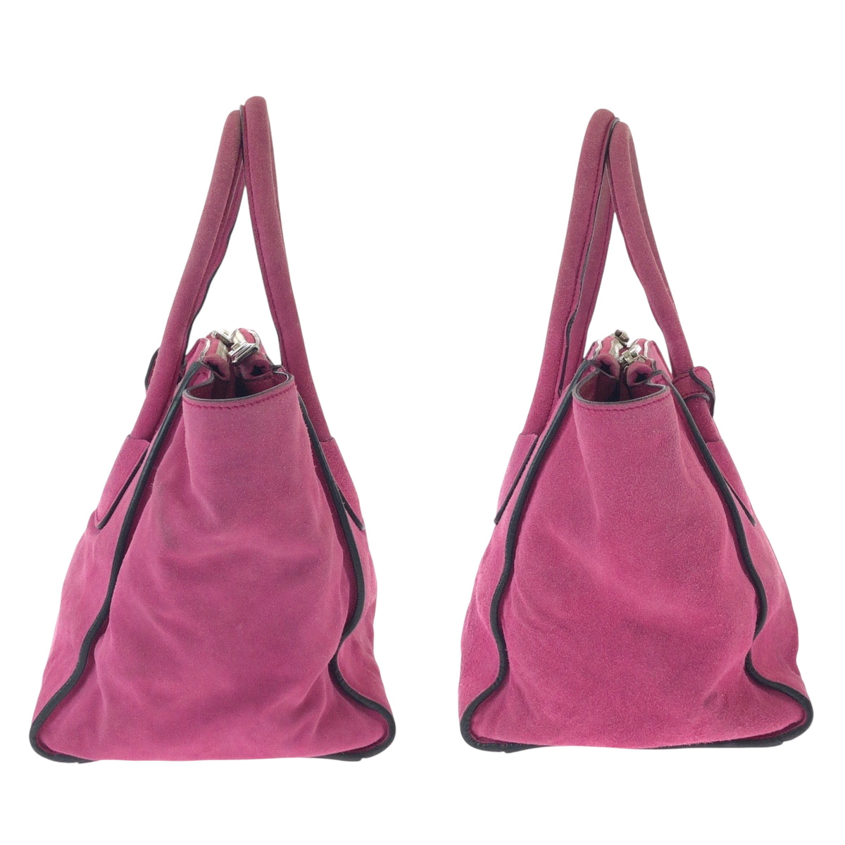 15240
PRADA プラダ 三角ロゴプレート ピンク シルバー金具 スウェード BN2625 トートバッグ ショルダーバッグ ハンドバッグ  レディース AB27
