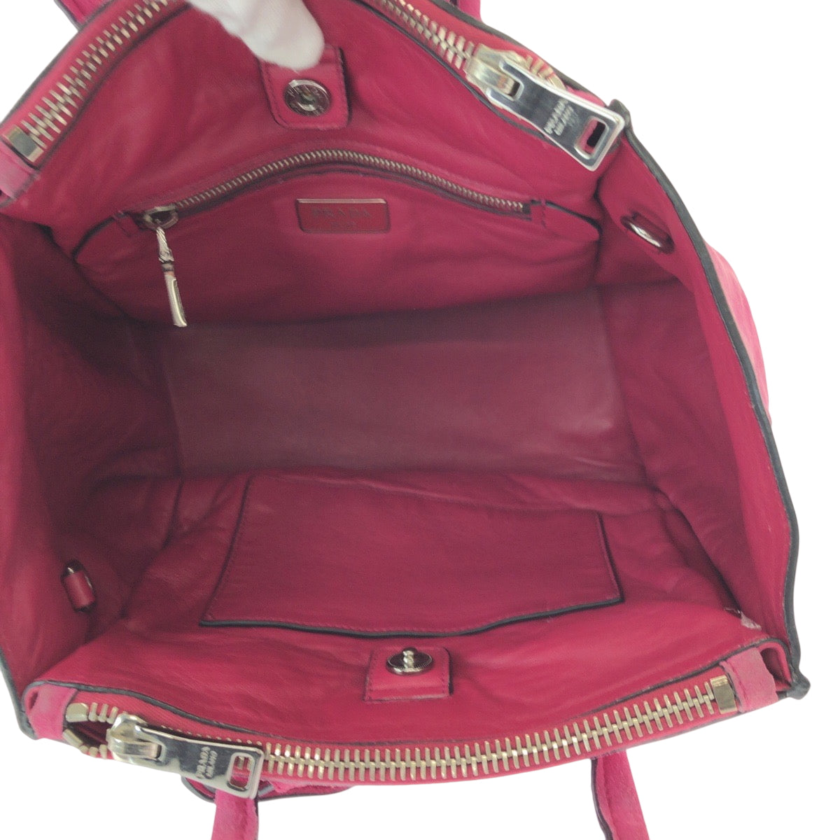 15240
PRADA プラダ 三角ロゴプレート ピンク シルバー金具 スウェード BN2625 トートバッグ ショルダーバッグ ハンドバッグ  レディース AB27