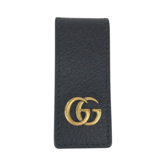15292
GUCCI グッチ GGロゴ ブラック 黒 ゴールド金具 レザー マネークリップ 男女兼用  メンズ