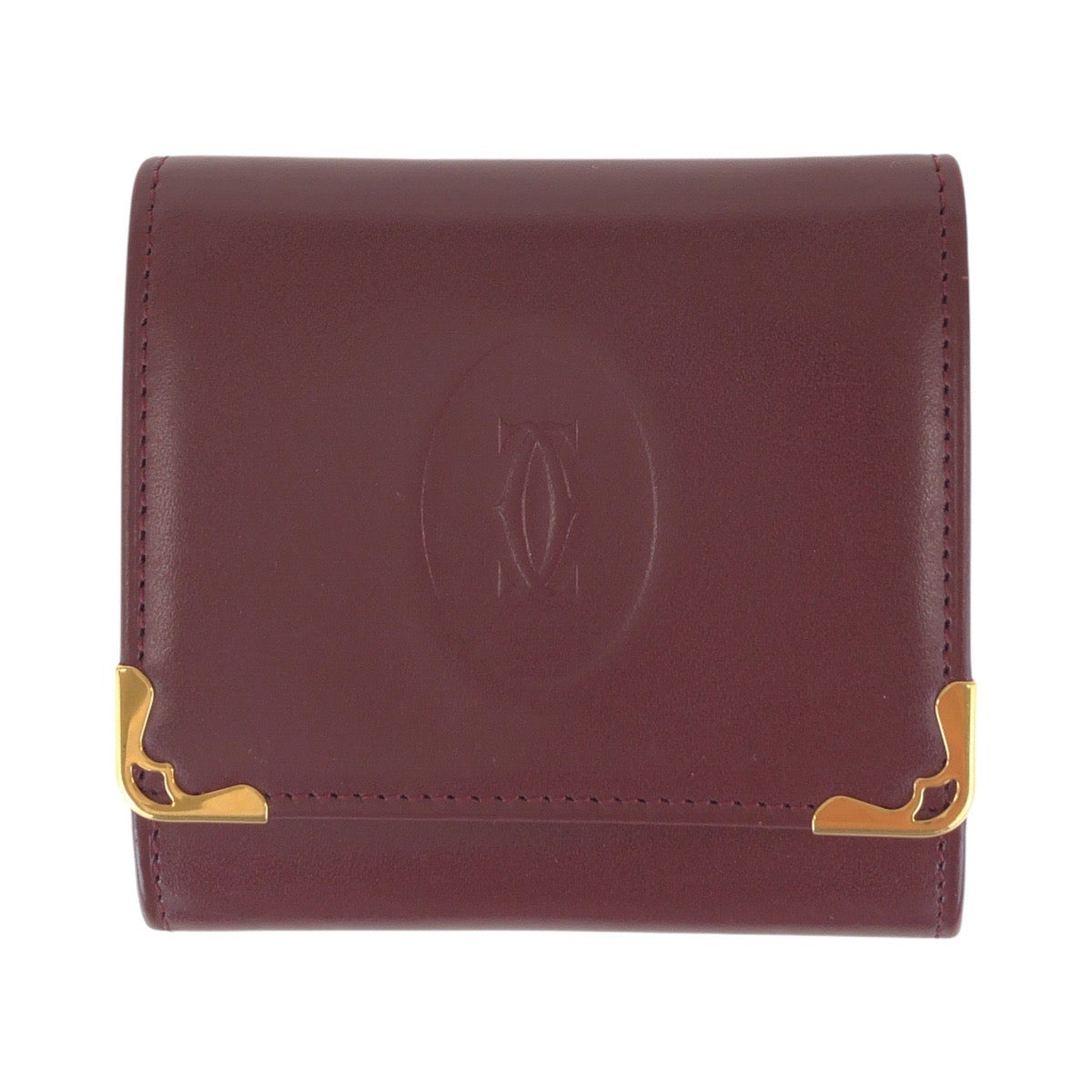 15297
CARTIER カルティエ マストライン ワインレッド ボルドー ゴールド金具 レザー コインケース 小銭入れ 男女兼用  レディース