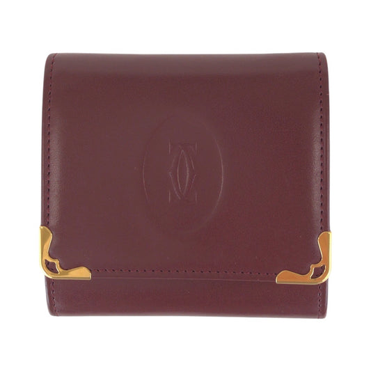 15297
CARTIER カルティエ マストライン ワインレッド ボルドー ゴールド金具 レザー コインケース 小銭入れ 男女兼用  レディース