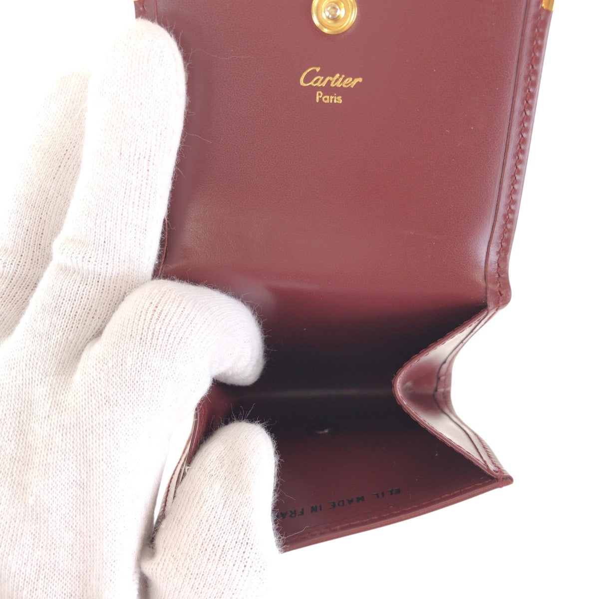 15297
CARTIER カルティエ マストライン ワインレッド ボルドー ゴールド金具 レザー コインケース 小銭入れ 男女兼用  レディース