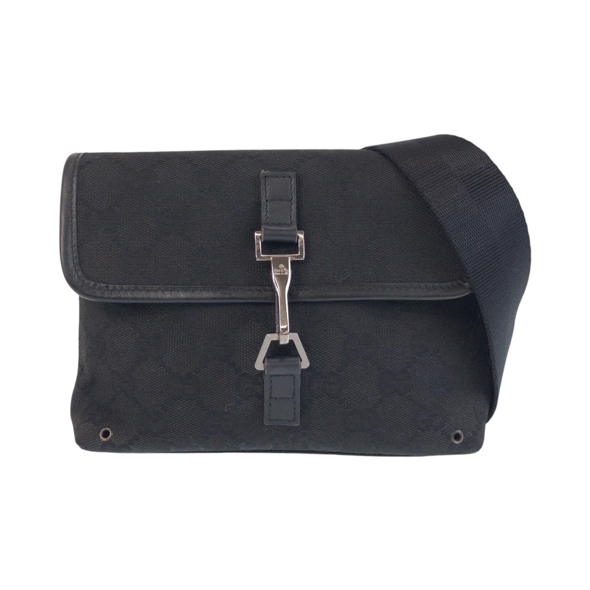 15300
GUCCI グッチ ブラック 黒 シルバー金具 GGキャンバス 92543 ボディバッグ バムバッグ  レディース ABP25